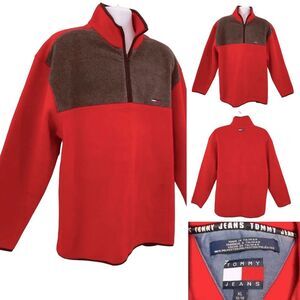Tommy Hilfiger Red 1/4 Zipper Fleece Pullover Sz. XL